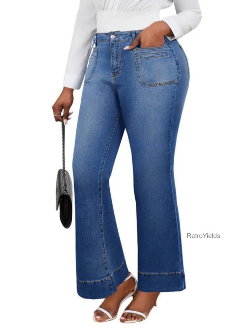 High Waisted Super Stretchy Skinny Denim Jeans Bell Bottom Flare Work Pants